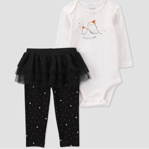 NEW Carter's Just One You® Baby 'My Little Boo' Halloween Top & Bottom Set 9 Mo - Picture 1 of 4